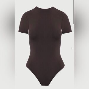 NAKED WARDROBE Women's Short Sleeve Brown Bodysuit - M
